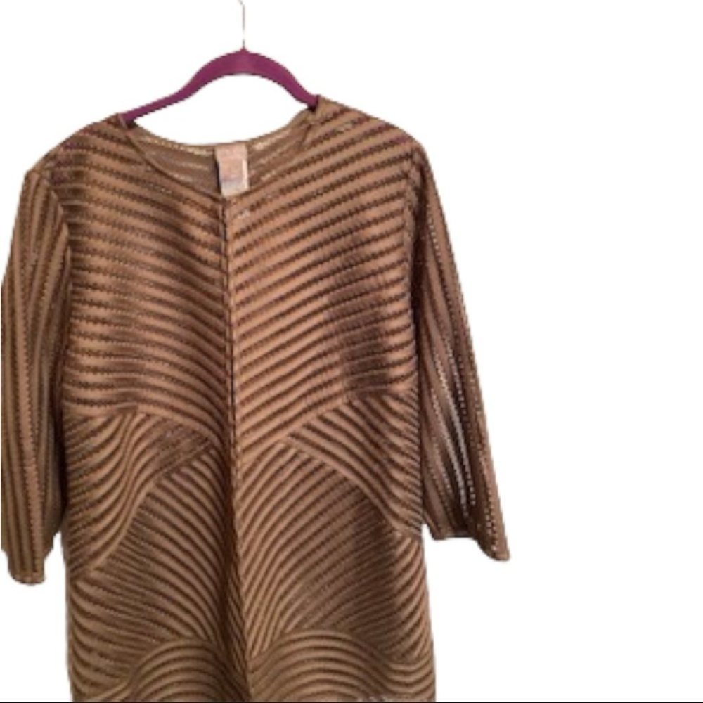 Chico's  Neutral Strip Jacket  3/4 Sleeves  Sz2